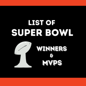 A list of Super Bowl winners and Super Bowl MVPs.