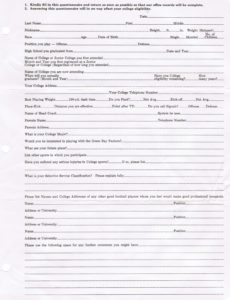 Packers questionnaire
