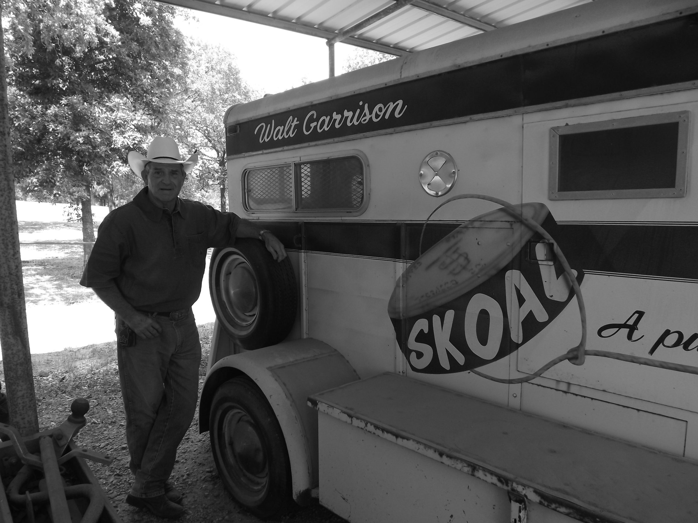 Walt  Garrison with horse trailer he got in his Dallas Cowboys rookie contract.