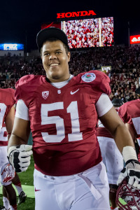 PASADENA, CA - JANUARY 1, 2013: Joshua Garnett after the 99th Rose Bowl Game against Wisconsin. The Cardinal defeated the Badgers 20-14.