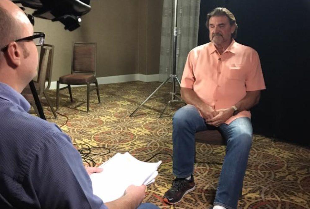 Houston Oilers quarterback Dan Pastorini on set of 1970s NFL documentary.