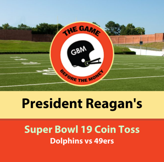 President Reagan performed the coin toss for Super Bowl 19 between the Dolphins and 49ers