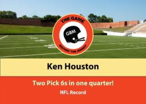 Ken Houston returned two interceptions for touchdowns in one quarter of an NFL game to set an NFL record.