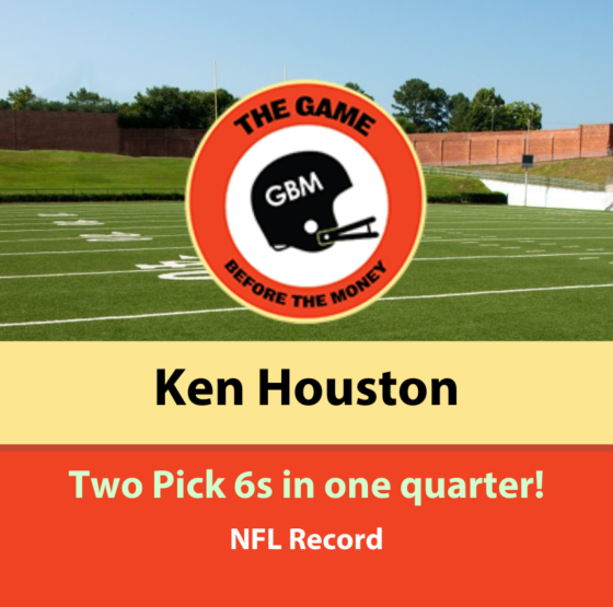 Ken Houston returned two interceptions for touchdowns in one quarter of an NFL game to set an NFL record.