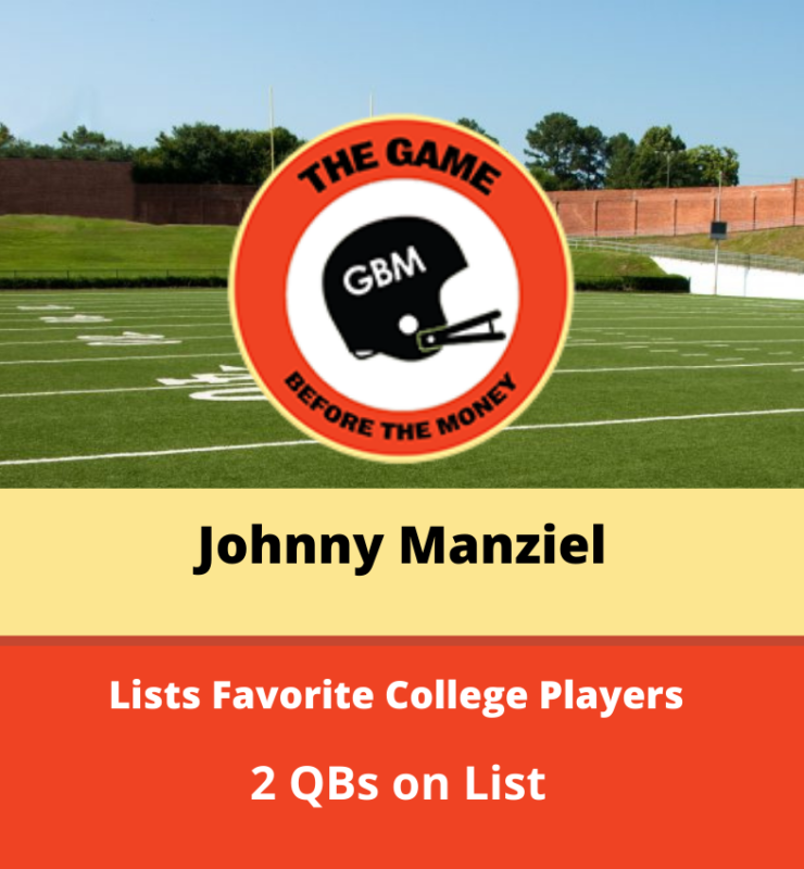 2012 Heisman Trophy winner Johnny Manziel lists his favorite college football players as a kid, including 2 quarterbacks.
