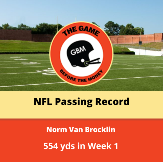 Norm Van Brocklin holds the record for most passing yards in an NFL game, with 554. He set the record in Week 1 of the 1951 NFL season.