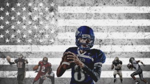 Graphic of American Flag with Football Players