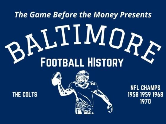 A graphic celebrating the history of the Baltimore Colts professional football team.