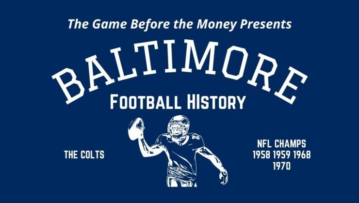 A graphic celebrating the history of the Baltimore Colts professional football team.