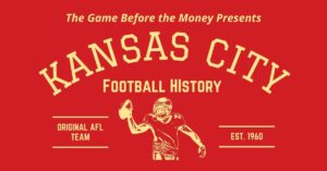 A graphic celebrating the history of the Kansas City Chiefs professional football team.