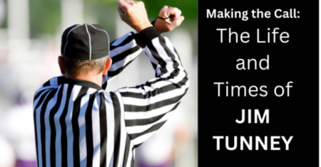 A graphic for a blog post on the life and times of NFL referee Jim Tunney.